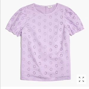J Crew Eyelet Top with Puff Sleeves